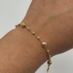 Pulso Tipo Militar 2.8gr / 18cm / Bolas Diamantadas 3mm - 6mm Oro Amarillo 18k - Image 3