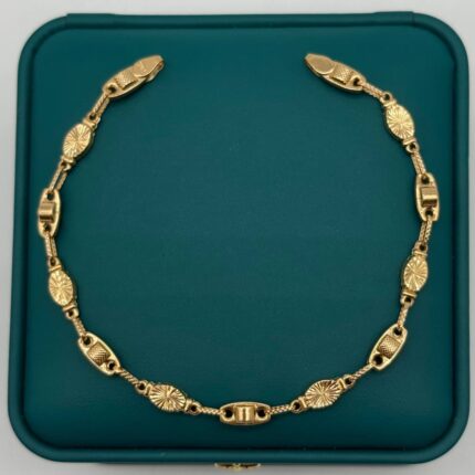 Pulso Rustico 4.7gr / 21cm Diamantado Oro Amarillo 18k