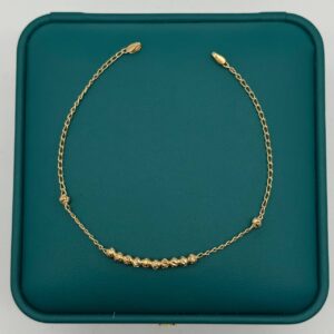 Pulso Espiga Tipo Militar 1.8gr / 18cm / Bolas Diamantadas 3mm Oro Amarillo 18k