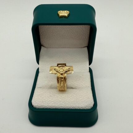 Anillo Cristo 3gr / Talla 10 3/4  Texturizado Oro Amarillo 18k